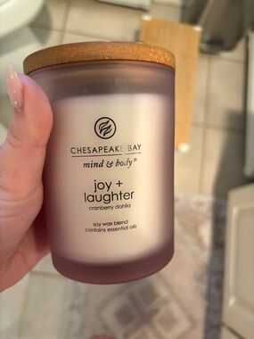 Chesapeake Bay Joy + Laughter Cranberry Dahlia Scented Candle - Blush Frost